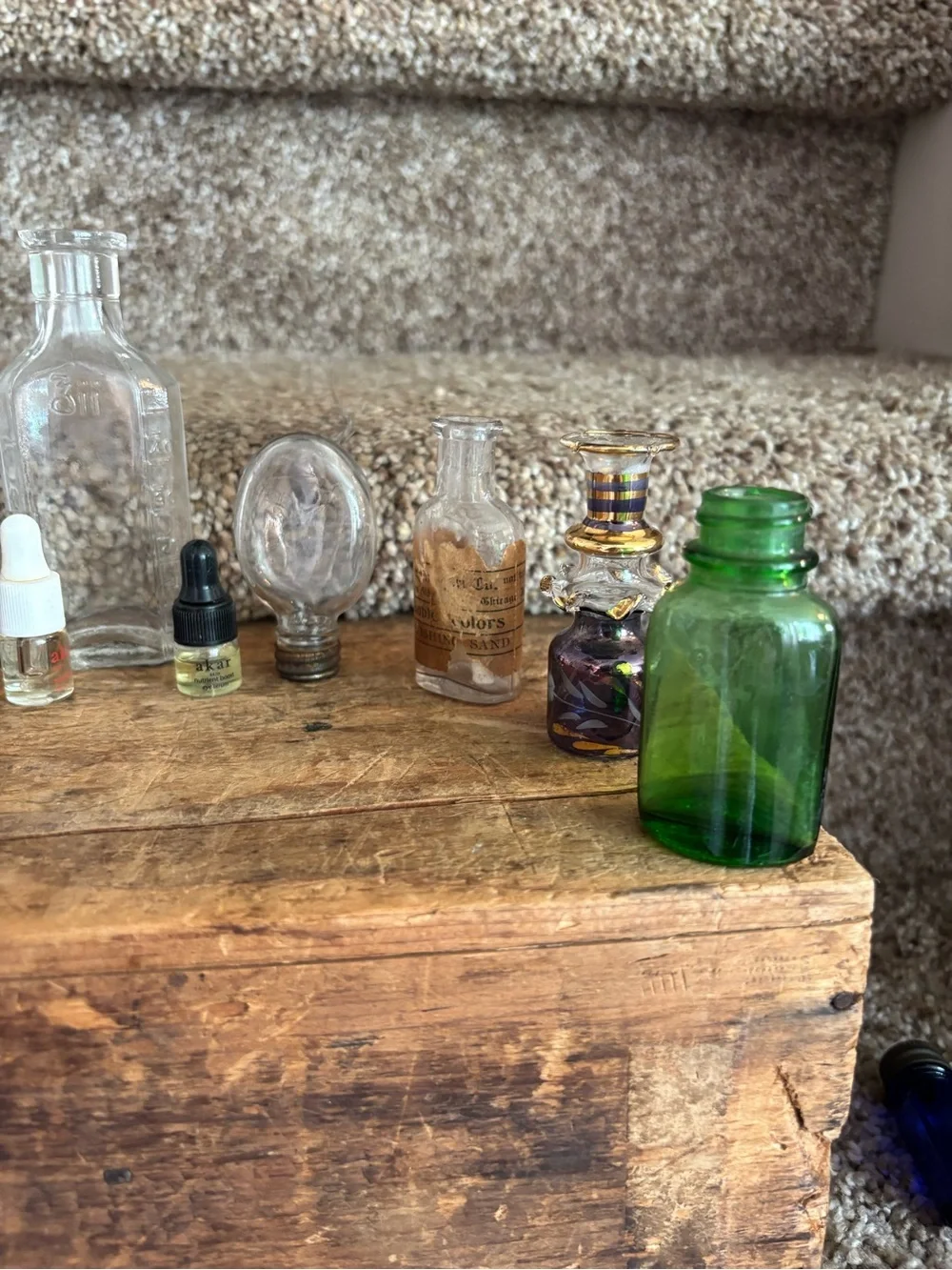 Vintage Clear Glass Apothecary Bottles Set - Clear and Amber